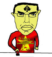 arm bant_(4chan) beta_male button closed_mouth clothes country cuck ear femdom femdomcuck fendomcuck flag glasses hair hand millions_must_die soyjak spade subvariant:chudjak_front tattoo text variant:chudjak vietnam yellow_skin // 579x641 // 190.7KB