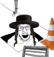 glasses jew_tunnels judaism meta:tagme open_mouth sewer sidewalk stubble traffic_cone variant:feraljak vent // 1032x1086 // 320.4KB