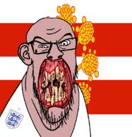 angry animal british distorted ear england flag flag:westmorland flower glasses hair irl lion open_mouth plant rotten_teeth soyjak stubble teeth united_kingdom variant:feraljak westmorland white_skin yellow_teeth you_were_one_i_ker // 1048x1081 // 391.5KB