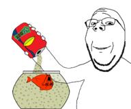 2soyjaks animal animal_abuse arm can cryfish crying dead fish fish_tank glasses hand holding_sproke meta:GET smile soyjak sproke stretched_mouth stubble subvariant:wholesome_soyjak text variant:gapejak variant:soyak x_eyes // 1493x1237 // 104.5KB