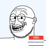 500 bald ear glasses hello_my_name_is_(sticker) meta:GET open_eyes open_mouth smile stubble trollface variant:weirdpenis white_skin wrinkles // 900x900 // 27.3KB