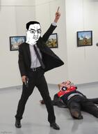 2soyjaks ack amerimutt andrei_karlov angry anti_mutt arm assassination bbc belt blacked bloodshot_eyes closed_mouth clothes crying dead discord firefox full_body glasses hair hanging holding_object holding_phone holding_pistol imgflip.com irl judaism leg mcdonalds necktie picture pointing_up pornhub russia shoe soyjak subvariant:ackmutt suicide tongue tranny variant:bernd variant:chudjak walmart // 500x682 // 51.5KB