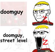 2soyjaks DOOM_(game) Doomguy Warrior-Z(user) closed_mouth doom_guy glasses kratos meta:warrior-z_is_black open_mouth stubble subvariant:wewjak trvthnvke variant:soyak wordswordswords // 582x550 // 187.2KB