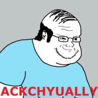 ackchyually balding closed_mouth clothes ear glasses hair smug subvariant:soyak_(smug) tshirt variant:soyak // 1628x1628 // 1.6MB