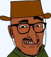australia australian australian_shitposter brown_skin clothes ear glasses green_shirt hat jewish_nose mustache smile smug soyjak stubble transparent_background variant:longnose // 422x470 // 10.6KB