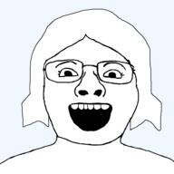 aliased female glasses hair open_mouth soyjak teeth template transparent_background variant:heatherjak // 1280x1280 // 26.4KB