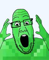 arm emerald emerald_(namefag) glasses green_skin hand meta:namefags meta:self_insert open_mouth people's_populist_press series:emeraldjaks soyjak stubble template variant:ppp // 1000x1233 // 248.1KB