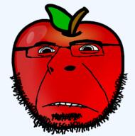 apple glasses leaf schlog series:fruiterz! soygoy soyjak_blog stem stubble subvariant:slutson subvariant:spadeson teeth variant:cobson // 384x388 // 80.4KB