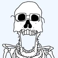 glasses open_mouth series:skeletonjaks skeleton skull soyjak stubble variant:markiplier_soyjak // 1000x1000 // 25.7KB
