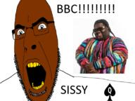 bbc black_skin glasses irl kocky_ka negro open_mouth queen_of_spades soyjak stubble text variant:cobson yellow_teeth // 809x607 // 285.4KB