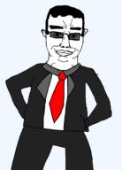 chud_(default_name) clothes glasses hands_in_pockets necktie red_tie smile smug suit suit_and_tie tinted_glasses variant:chudjak // 700x972 // 25.3KB
