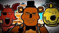 chica_(fnaf) five_nights_at_freddy's fnaf foxy_(fnaf) freddy_fazbear glasses soyjak stubble variant:chudjak variant:gapejak variant:markiplier_soyjak variant:soyak // 1280x720 // 176.1KB