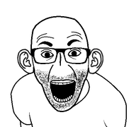 bald clothes ear edit eyebrows flat_nose glasses looking_at_you no_nose open_mouth series:nonosearjaks soyjak stubble teeth teeth_showing variant:el_perro_rabioso white_background // 427x400 // 25.2KB