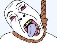 ack anhero artist:hellcat asset bloodshot_eyes crying death hanging looking_up noose open_mouth rope soyjak suicide template tongue transparent_background variant:bernd yellow_teeth // 771x723 // 13.8KB