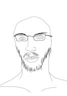 glasses mustache open_mouth soyjak stubble variant:unknown // 489x703 // 34.4KB