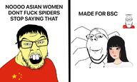 3soyjaks angry asian bsc buck_teeth bug china closed_eyes closed_mouth clothes comic flag flag:china glasses its_over leg no_body oh_my_god_she_is_so_attractive open_mouth soyjak spider stubble subvariant:wholesome_soyjak text variant:feraljak variant:gapejak variant:markiplier_soyjak wojak yellow_skin // 1200x720 // 121.2KB
