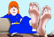 blue_clothes blue_eyes clothes feet_showing female freckles ginger ginger_hair meta:gem_of_the_year redhead sandals sitting subvariant:vlodette variant:vlodson white_skin // 2969x2032 // 1.7MB