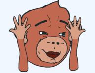 animal arm brown_skin closed_mouth ear emoticon grin hand monkey smile smirk smug soyjak variant:chudjak // 936x721 // 22.9KB