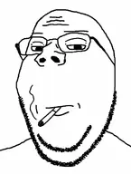cigarette eyebrows glasses smoke smoking stubble subvariant:wholesome_soyjak variant:gapejak white_background white_skin wrinkles // 880x1168 // 180.5KB