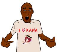 a_(4chan) arm brown_skin clothes ear glasses hand heart i_love kana_arima open_mouth oshi_no_ko png pointing soyjak stubble tranny tshirt variant:shirtjak // 818x740 // 105.9KB
