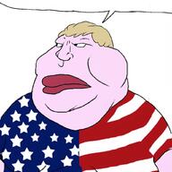 ameriaryan american_flag americuck aryan blond blue_eyes fat flag:united_states pink_skin speech_bubble usa_flag variant:meximutt white // 1024x1024 // 234.8KB