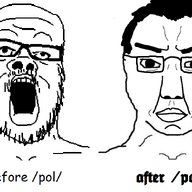 2soyjaks before_after glasses hair mustache open_mouth pol_(4chan) soyjak stubble subvariant:chuddy text variant:a24_slowburn_soyjak variant:chudjak // 984x649 // 199.3KB
