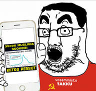 chud communism glasses holding_object holding_phone iphone open_mouth phone soyjak stubble thick_eyebrows variant:chudjak2 vasemmisto // 1080x1022 // 345.8KB