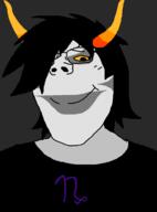 closed_mouth clothes clown eyelids gamzee_makara glasses grey_skin hair homestuck horn makeup soyjak subvariant:gapejak_female subvariant:terryjak troll_(homestuck) variant:gapejak yellow_sclera zodiac // 870x1174 // 20.6KB