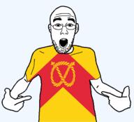 arm british clothes ear england flag flag:staffordshire glasses hair hand open_mouth pointing rope soyjak staffordshire stubble teeth tshirt united_kingdom variant:shirtjak // 1236x1118 // 112.1KB