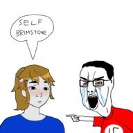 arm ashbie aspie autism bloodshot_eyes blush brimstone closed_mouth clothes crying ear female glasses hair hand hello_kitty nazism open_mouth pointing speech_bubble teeth text variant:chudjak wojak yellow_teeth // 1280x1280 // 438.8KB