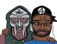 2soyjaks brown_skin cap closed_mouth clothes hat meta:tagme mf_doom no_more_brother_wars rapper soyjak subvariant:chudjak_front variant:bernd variant:chudjak // 640x497 // 220.5KB