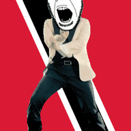 angry animated country dance flag flag:trinidad_and_tobago full_body gangnam_style glasses irl open_mouth soyjak stubble trinidad_and_tobago variant:cobson // 300x460 // 504.2KB