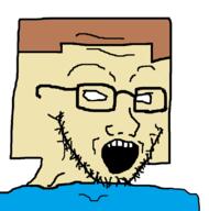 brown_hair clothes glasses hair herobrine minecraft open_mouth soyjak square_head steve stubble variant:soyak video_game white_eyes white_skin // 792x800 // 18.8KB