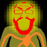 artist:ilovy black_background glowing heart meta:tagme sisyphus_prime_(ultrakill) subvariant:science_lover ultrakill variant:markiplier_soyjak yellow_skin // 800x789 // 38.7KB