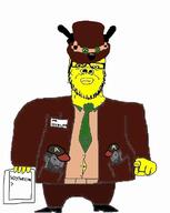 2soyjaks arm closed_mouth clothes doctor dr_soyberg full_body futuristic gigachad glasses hand hat leg open_mouth pointing roblox science soyjak stubble suit variant:a24_slowburn_soyjak variant:soyak wojak yellow_skin // 573x720 // 136.8KB