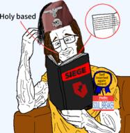 Pontic SOUL_BREAKER_(user) anatolia brown_hair buff chud hello_my_name_is_(sticker) islam james_mason self_insert siege subvariant:chud_reading variant:chudjak // 939x965 // 459.8KB