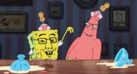 chudbob clothes happy hat ice_cream patrick_star peanut popeye spongebob_squarepants variant:chudjak variant:feraljak variant:gapejak waving yellow_skin // 1125x615 // 811.0KB