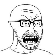 angry glasses open_mouth soyjak stubble template variant:stantonson // 1024x1024 // 27.5KB