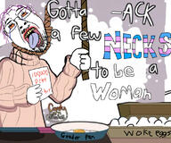 ack candycornstudios crying debt egg egg_yolk eggs glasses pan paper purple_tongue red_eyes redraw rope stubble suicide sweater tranny transgender_flag transvestite troon troonella truth_nuke ywnbaw // 1110x924 // 826.7KB