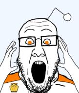 beard glasses hand hands_up orange_eyes reddit reddit_gold redditard subvariant:ppplier variant:markiplier_soyjak variant:ppp // 519x616 // 88.3KB