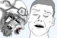 2soyjaks alien_(movie) ear glasses grey_hair h_r_giger hair horror open_mouth soyjak stubble variant:unknown xenomorph // 1200x800 // 120.7KB