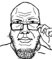 adjusting_glasses closed_mouth glasses soyjak stubble variant:markiplier_soyjak // 1290x1466 // 859.0KB