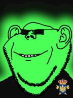 black_background ear glasses glowing green_skin smile stubble sunglasses swedish_security_service trend:glowie variant:impish_soyak_ears // 598x800 // 1.8MB