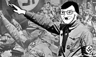 adolf_hitler black_and_white flag:nazi_germany irl nazi_germany nazi_salute nazism swastika toothbrush_moustache variant:soyak // 465x279 // 150.6KB