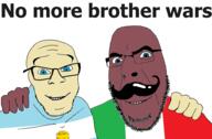 3soyjaks argentina brown_skin closed_mouth countrywar flag flag:argentina flag:italy friendship glasses italy mustache nigger no_more_brother_wars shitskin smile soyjak stubble subhuman subvariant:wholesome_soyjak sun text variant:cobson variant:feraljak variant:gapejak white_skin yellow yellow_skin // 1920x1262 // 288.6KB
