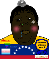 award big_lips black_skin blush booger brown_skin closed_mouth clothes drool eyelashes flag:lgbt_pride_flag flag:transgender_pride_flag flag:venezuela gapenewell gay hair kamala_harris meta:namefags nigger saliva soyjak_wiki subvariant:hunky_twink_sex_machine template text variant:alicia veneco venecoon venezuela // 592x720 // 77.9KB
