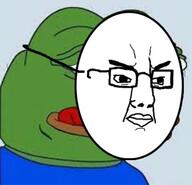 angry frog glasses mask pepe soyjak tongue variant:chudjak // 500x483 // 100.2KB