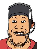 grin headphones no_glasses scout_(tf2) stubble team_fortress_2 teeth valve variant:markiplier_soyjak // 600x800 // 14.8KB