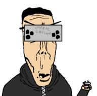 alfietheboorufag_(user) black_hood black_jacket clean_shaven controller glasses green_eyes hair holding_controller hoodie meta:op_took_a_selfie_of_xerself meta_quest no_stubble open_mouth shaved subvariant:euromutt variant:markiplier_soyjak virtual_reality vr_headset white_skin // 648x637 // 15.7KB