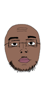 bald black_skin brown_skin closed_mouth cordtroon eyebrows forehead_lines glasses lips looking_at_you mustache pedophile stubble variant:kingjak white_background // 720x1544 // 122.3KB